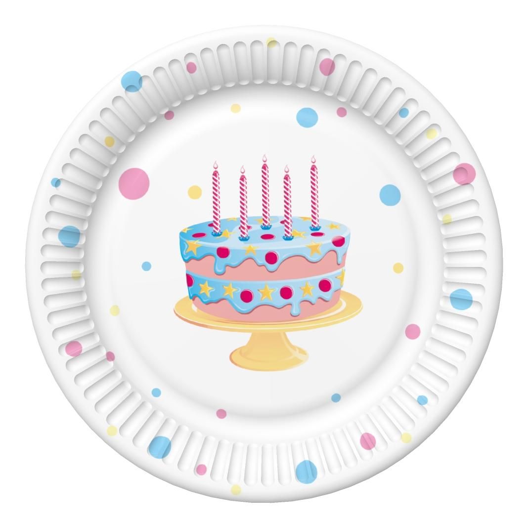 Papierové taniere Narodeninová torta 22,7cm