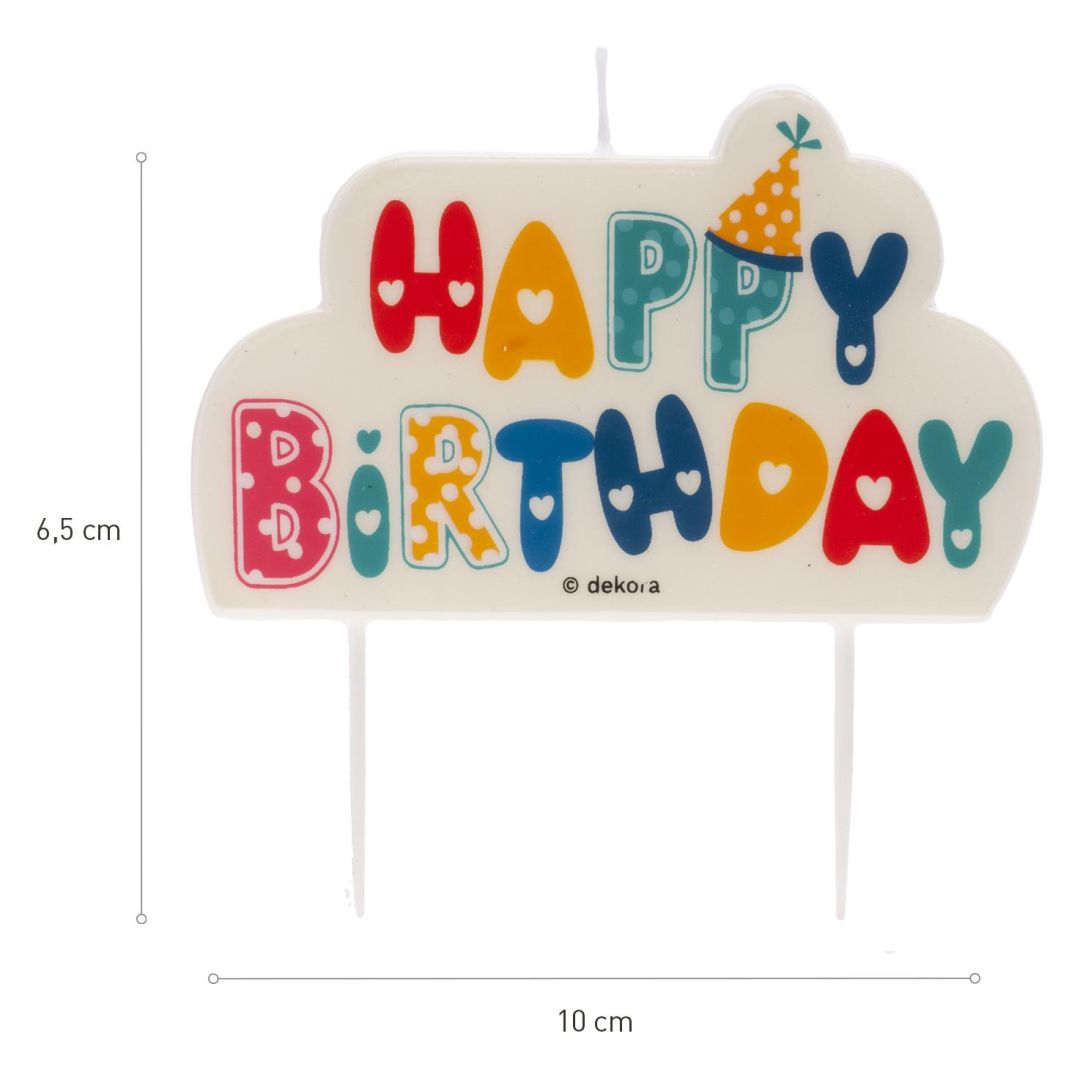 Tortová sviečka farebné Happy Birthday 2D