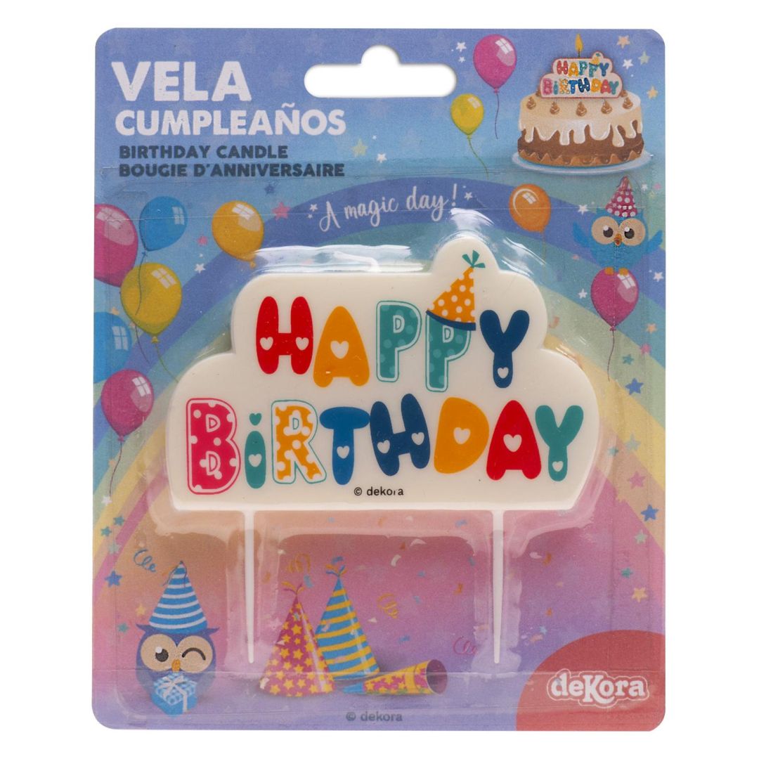 Tortová sviečka farebné Happy Birthday 2D