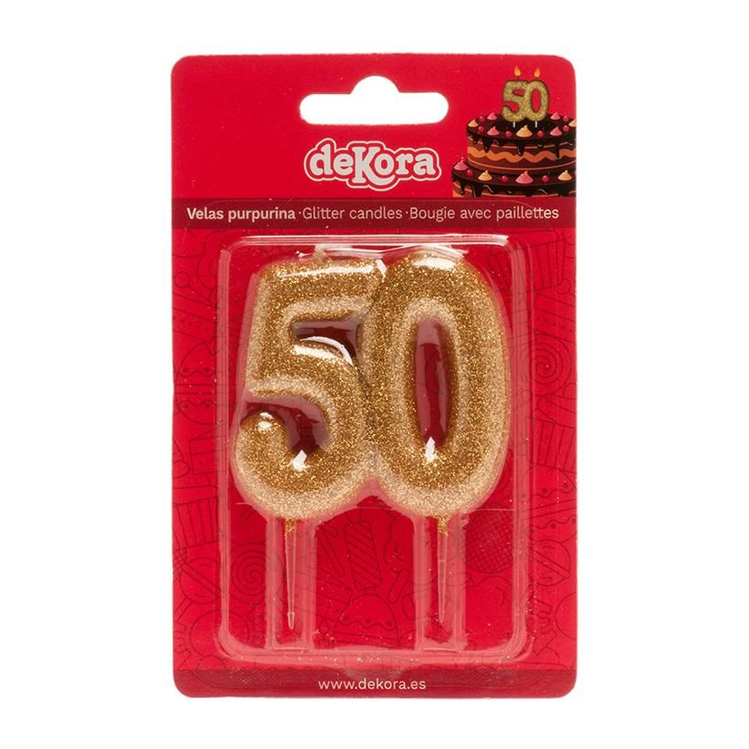 Tortová sviečka 50. zlatá
