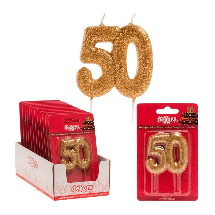 Tortová sviečka 50. zlatá