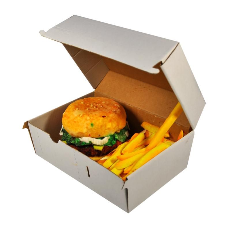 Krabica na hamburger + hranolky - biela farba -19x13x11 cm (50ks)