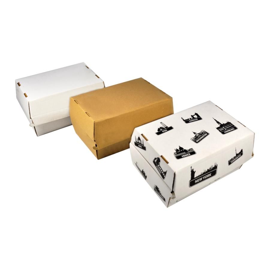 Krabica na hamburger + hranolky - biela farba -19x13x11 cm (50ks)