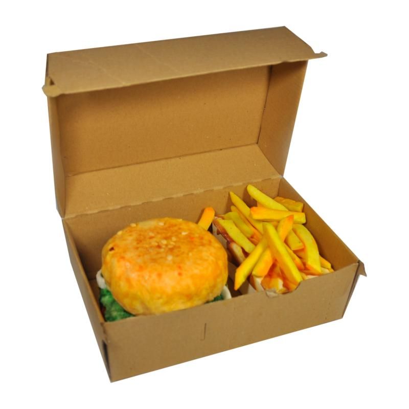 Krabica na hamburger + hranolky - hnedá farba -19x13x11 cm (50ks)
