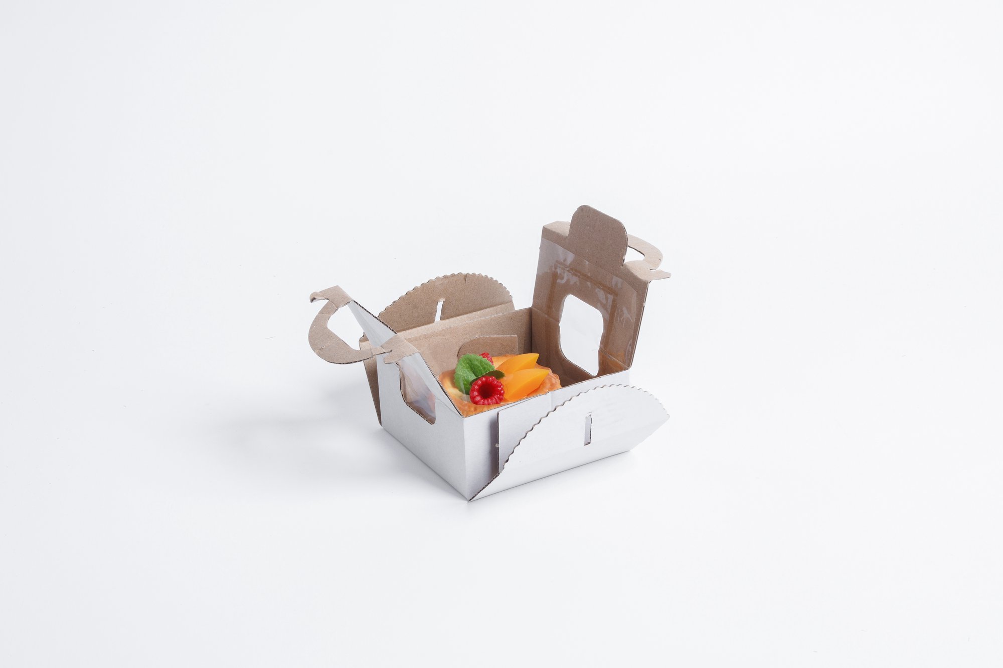 Krabica na zákusky s okienkom 10x10x5 cm - s uškom