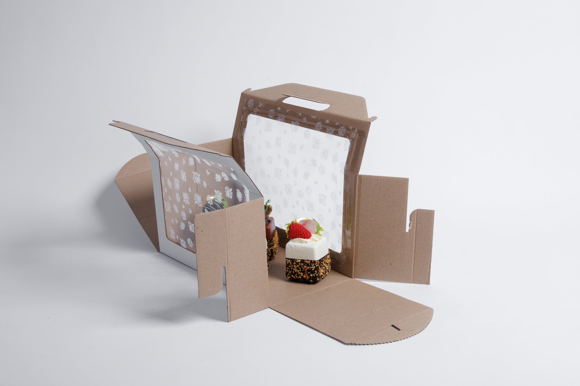 Krabica na zákusky s okienkom 30x15x16 cm - s uškom