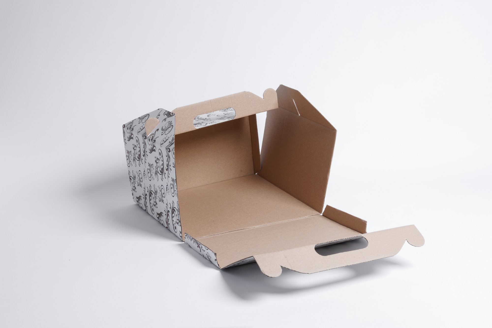 Zákusková krabica s uškom 28x28x16 cm - biela, s potlačou