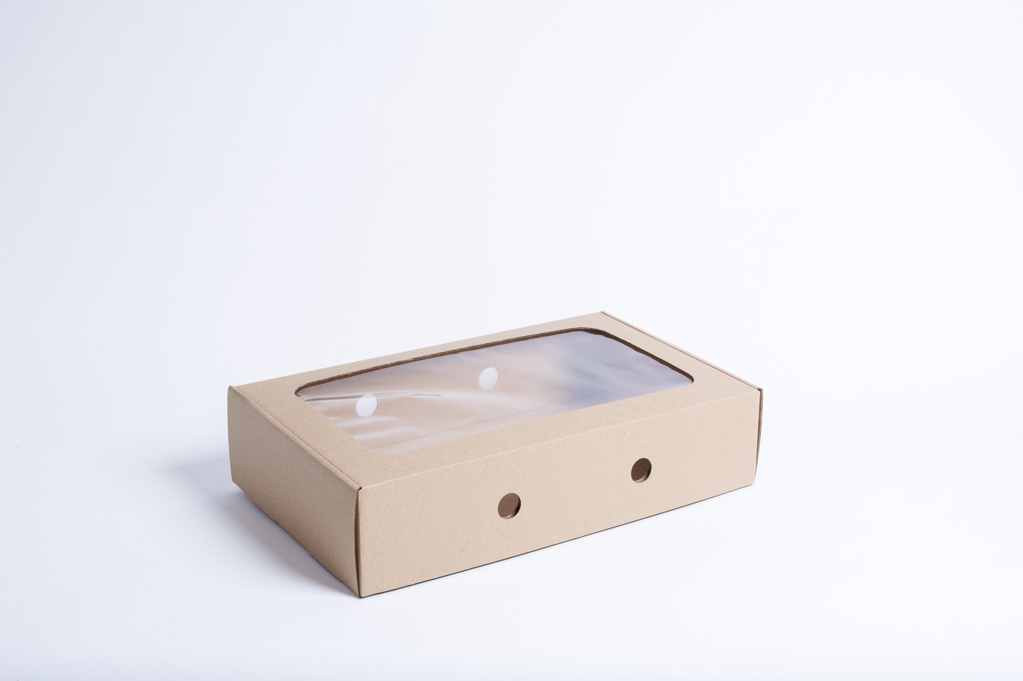 Zákusková krabica s okienkom 35x21x8 cm (M-MEAT) - hnedá