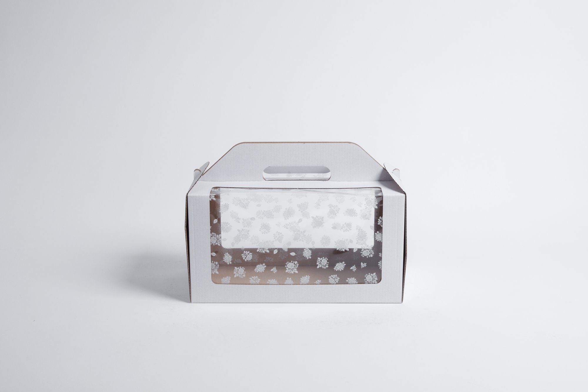 Zákusková krabica s okienkom ( s uškom ) 30x15x16 cm - biela