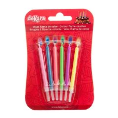 Tortové sviečky 6 ks s farebným plamienkom Tortové sviečky 6 ks s farebným plamienkom