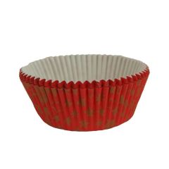 Košíčky na muffiny červené so zlatými hviezdičkami
