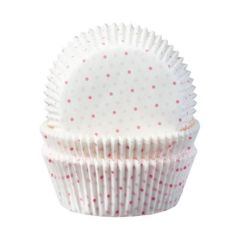 Košíčky na muffiny biele s ružovými bodkami
