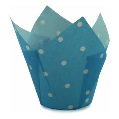 Košíčky na muffiny tulipánové belasé bodkované