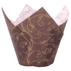 Košíčky na muffiny tulipánové so zlatým ornamentom