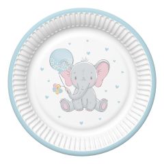 Papierové taniere Sloník - modré 22,7cm
