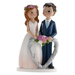Svadobná figúrka Mladomanželia so srdcom Svadobná figúrka Mladomanželia so srdcom