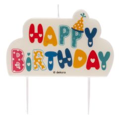 Tortová sviečka farebné Happy Birthday 2D