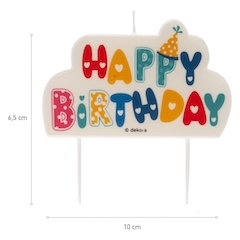 Tortová sviečka farebné Happy Birthday 2D