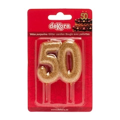Tortová sviečka 50. zlatá