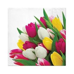 Papierové servítky - Farebné tulipány, 33x33cm