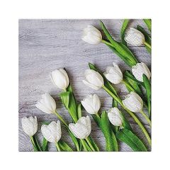 Papierové servítky - Biele tulipány, 33x33cm
