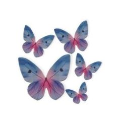 Sada oblátkových motýľov modrá, 3-6cm Sada oblátkových motýľov modrá, 3-6cm
