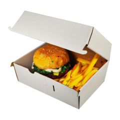 Krabica na hamburger + hranolky - biela farba -19x13x11 cm (50ks)