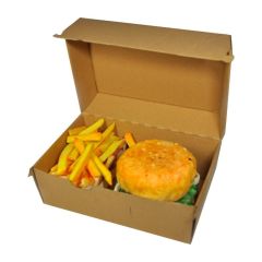 Krabica na hamburger + hranolky - hnedá farba -19x13x11 cm (50ks)
