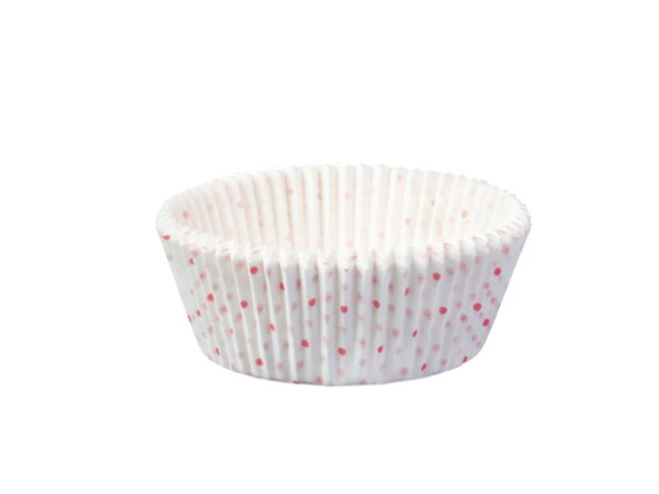 Košíčky na muffiny biele s ružovými bodkami