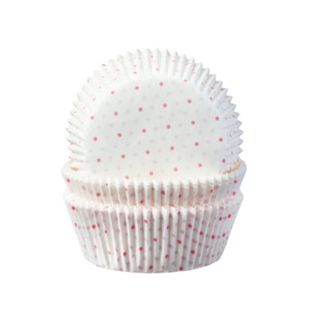 Košíčky na muffiny biele s ružovými bodkami 2