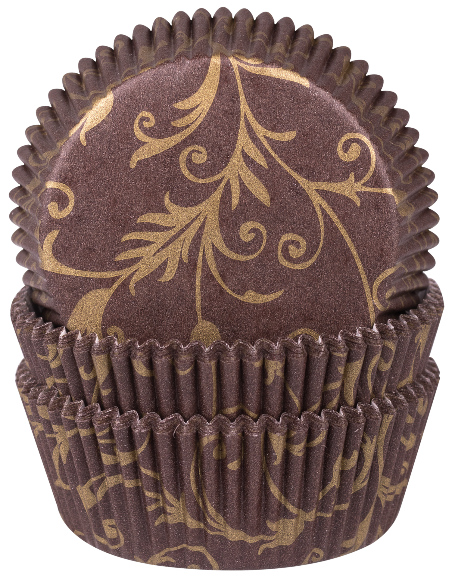 Košíčky na muffiny hnedé so zlatým ornamentom