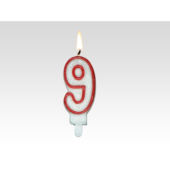 Tortové sviečky čísla s červeným okrajom 9