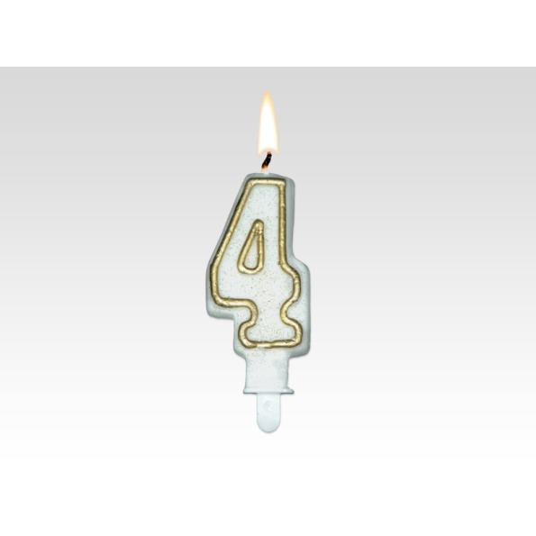 Tortové sviečky čísla so zlatým okrajom 4