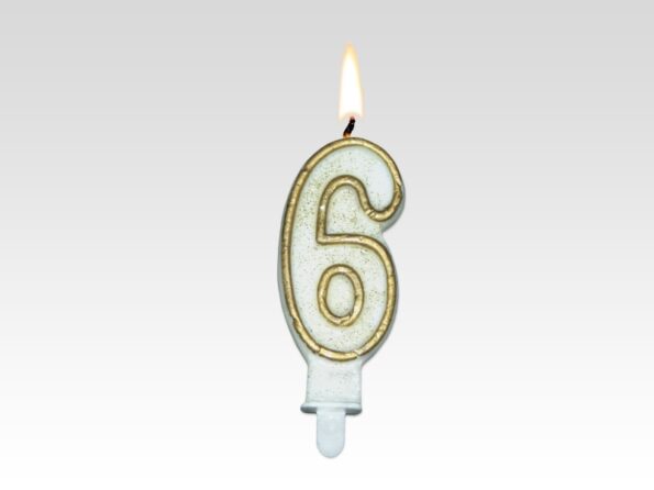 Tortové sviečky čísla so zlatým okrajom 6