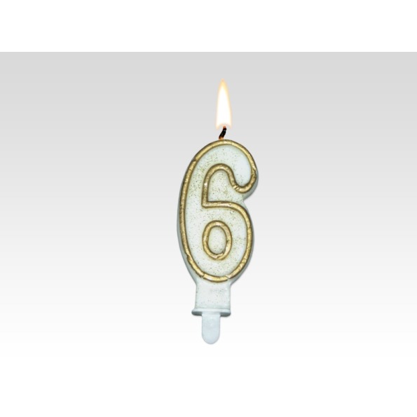 Tortové sviečky čísla so zlatým okrajom 6