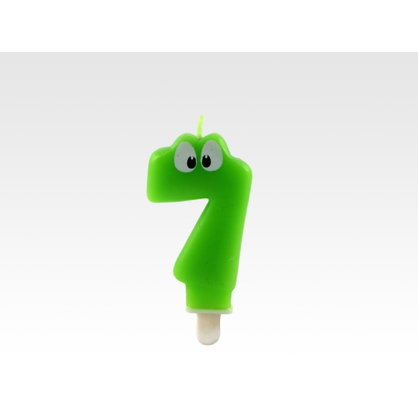 Tortové sviečky čísla – zelené s očami 7