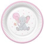 Papierové taniere Sloník – ružové