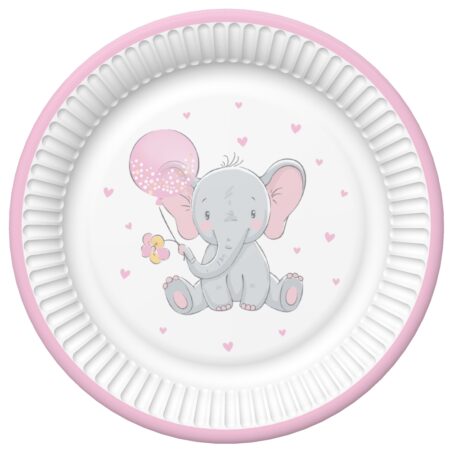 Papierové taniere Sloník - ružové