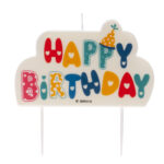 Tortová sviečka farebné Happy Birthday 2D