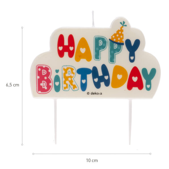 Tortová sviečka farebné Happy Birthday 2D 2