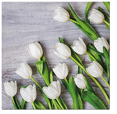 Papierové servítky s motívom bielych tulipánov na elegantné udalosti