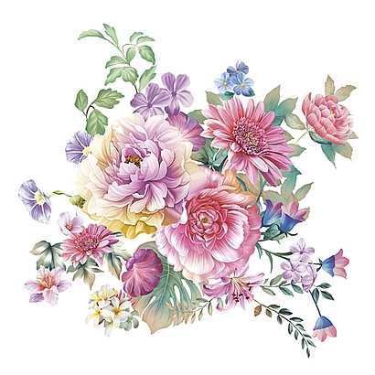 Papierové servítky s farebnou kompozíciou kvetov