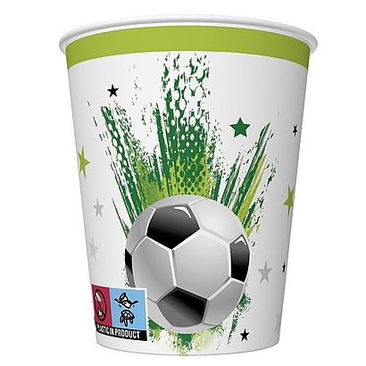 Papierový pohár s motívom futbalovej lopty
